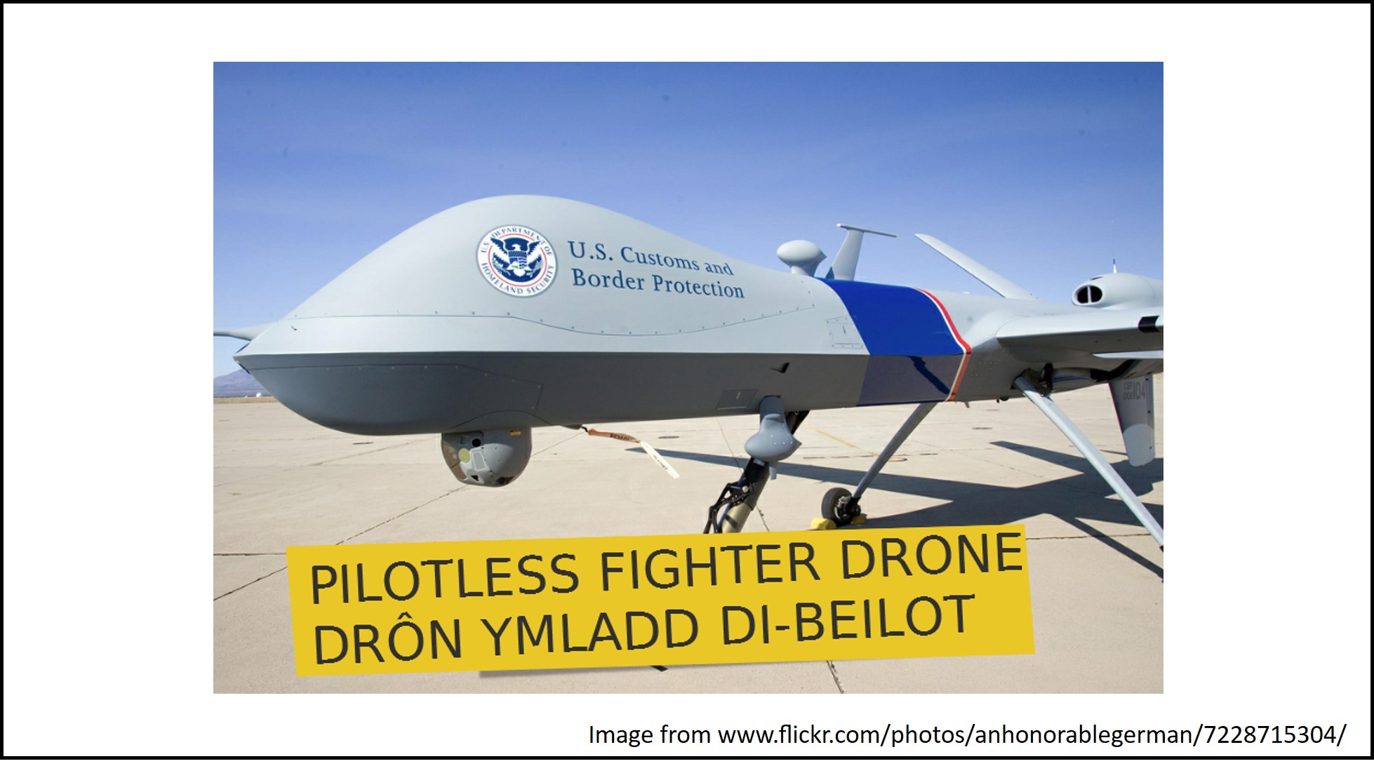A pilotless fighter drone