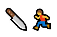 A knife emoji followed by a running person emoji