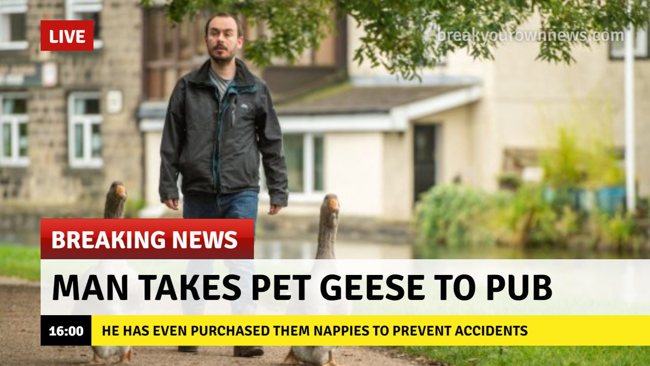 This news story is about a man who bought his pet geese nappies so he could take them to the pub with him