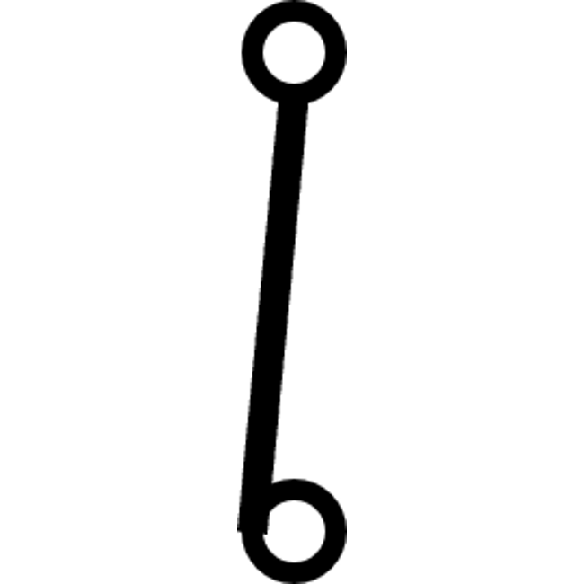  A small circle with a straight line from the centre that connects to the left side of another equal sized circle directly below.