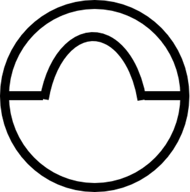 A circle where the wires enter slightly on both sides and are then joined by a half-circle arc