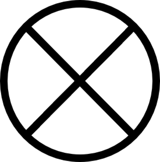 A circle with a cross inside