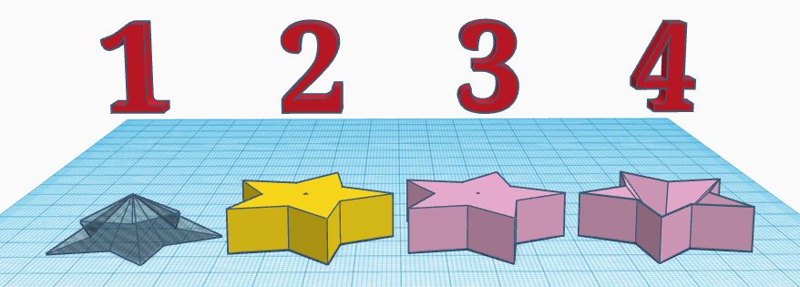 Each stage labelled and demonstrated in Tinkercad.