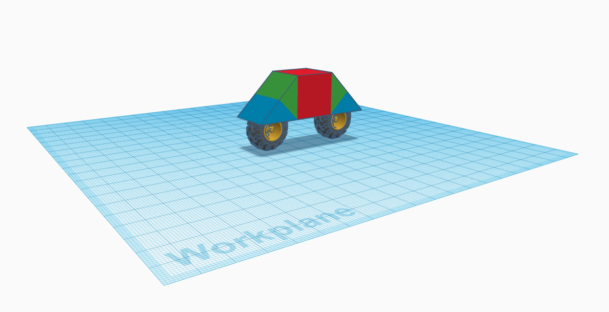 A two-wheel bike made up of basic shapes in Tinkercad
