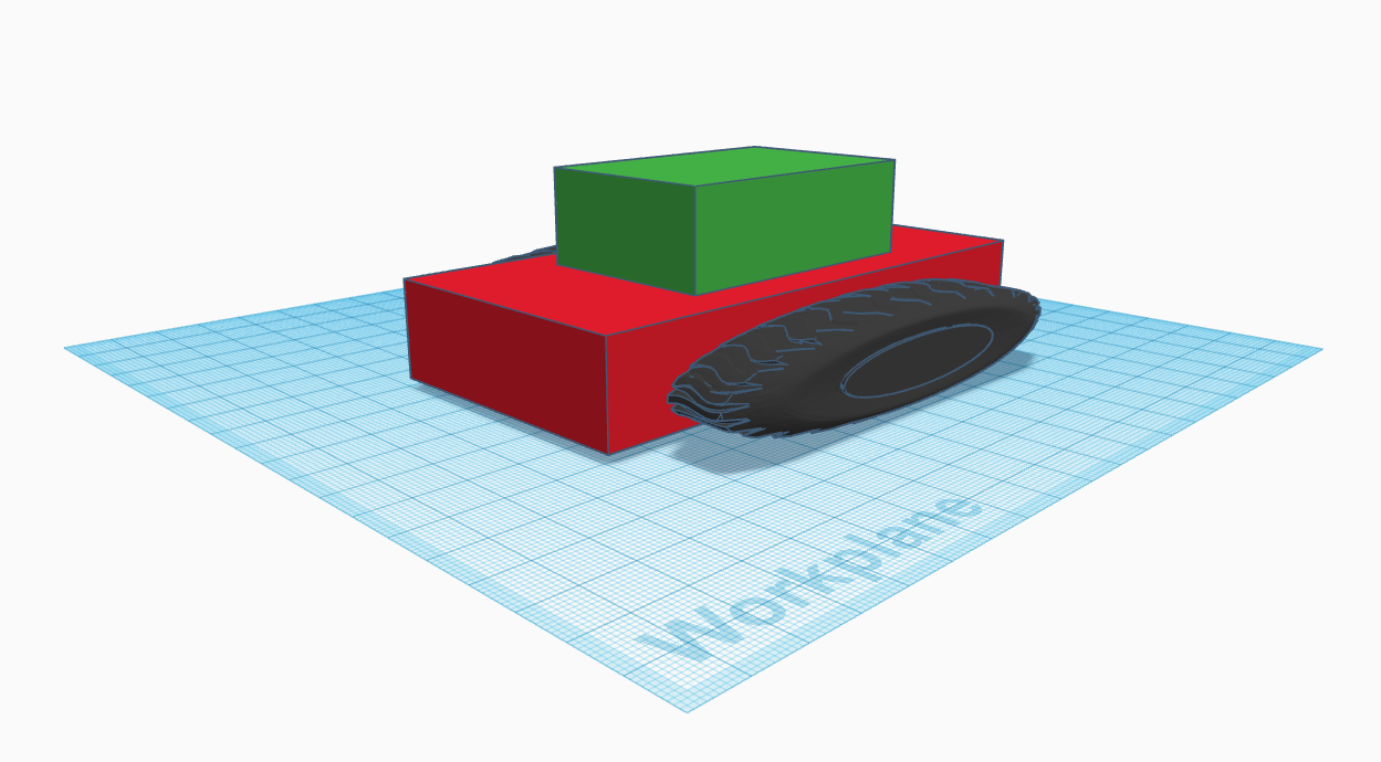 A tank made up of basic shapes in Tinkercad