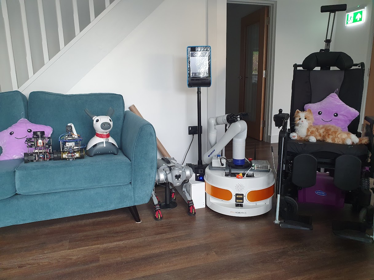 A selection of robots and smart equipment for smart home usage.