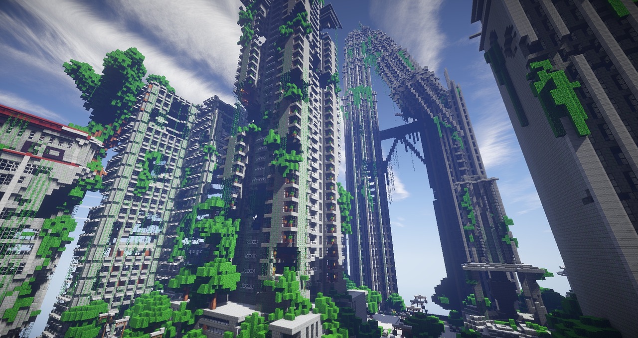 Ruined skyscrapers built in Minecraft