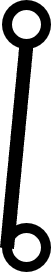 The symbol for a closed switch: A small circle above another with a straight line from the bottom centre that connects to the left side of the bottom circle.