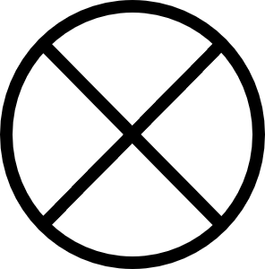 The symbol for a generic lightbulb: a circle with a cross inside