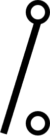 The symbol for an open switch: A small circle above another with a straight line from the bottom centre that goes out in a slight diagonal to show it is not connected to the bottom circle.
