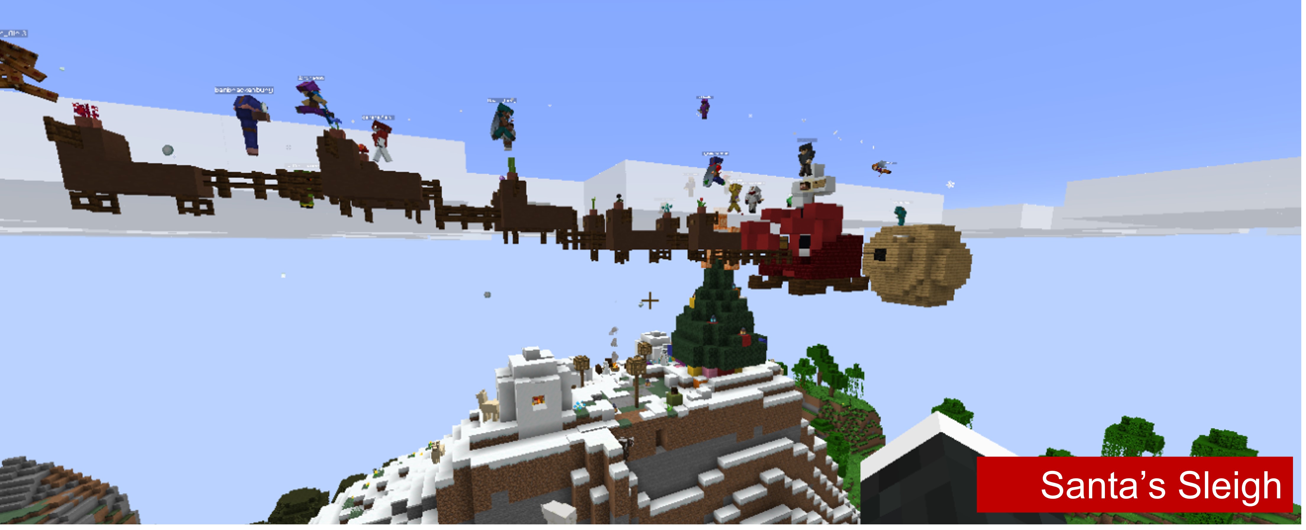 Santa's sleigh flying through the air