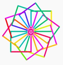 ten squares rotated around the same point to produce a flower-like design