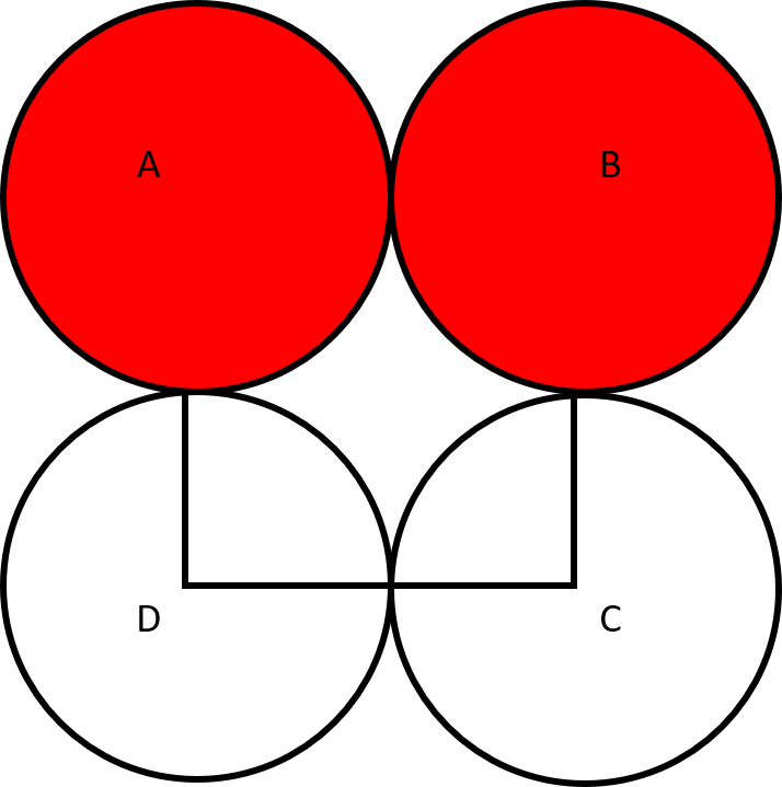 The shapes and design from the previous step with the top two circles highlighted